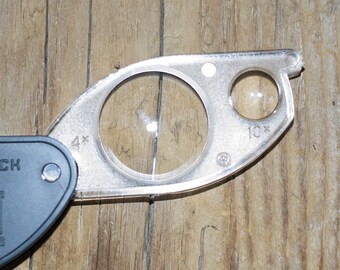 Vintage Folding Magnifying Glass 4 X 10 X, Made in Soviet Union (USSR) 1980's, Unused with box
