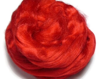 1 oz Tussah Silk Roving Passion Red
