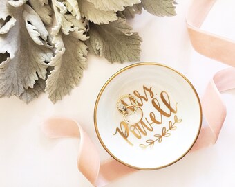 Personalized Mrs. Last Name Ring Dish, Jewelry Dish, Trinket Dish, Wedding Ring Dish