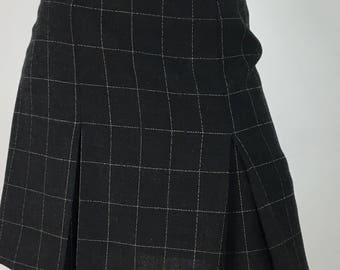 Vintage club monaco skirt/90s box pleat wool skirt