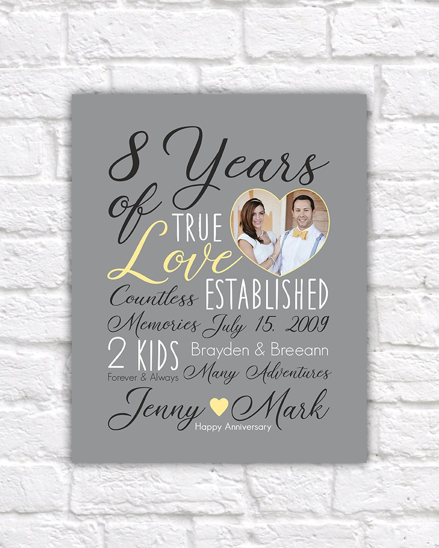  Wedding  Anniversary  Gift Choose ANY YEAR  8th Anniversary  8 