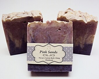 Pink Sands Soap, Handmade Soap, Cold Process Soap, Ocean Soap, Citrus Soap, Moisturizing Soap, Soap Bar, Bath Soap.