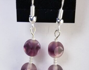 Purple faceted dangle earrings