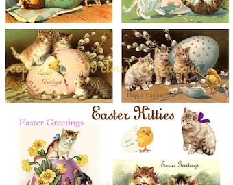 Easter Kitties...Kittens...Cats...Digital Collage Sheet