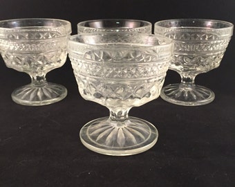 Vintage Wexford Cut Glass Dessert Glasses Set of 4