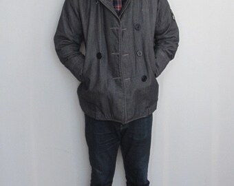 Rare 90s Vintage G-Star Jacket Denim Look with Double Sided Buttons