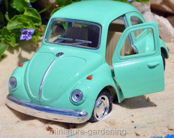 VW Beetle Pastel, Color Options: Seafoam for Miniature Garden, Fairy Garden