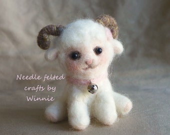 White Lamb OOAK handmade Needle felted wool sheep