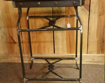 Iron and reclaimed wood end table / night stand