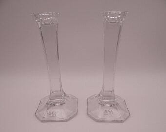 Vintage Signed Mikasa "Hyde Park" Crystal Candlesticks Candle Holders