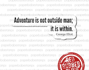Art Quote 'Adventure Within' - Paperbabe Stamps - Red Rubber Cling Mounted Stamp - Typography for Mixed Media, paper crafting, scrapbooking.