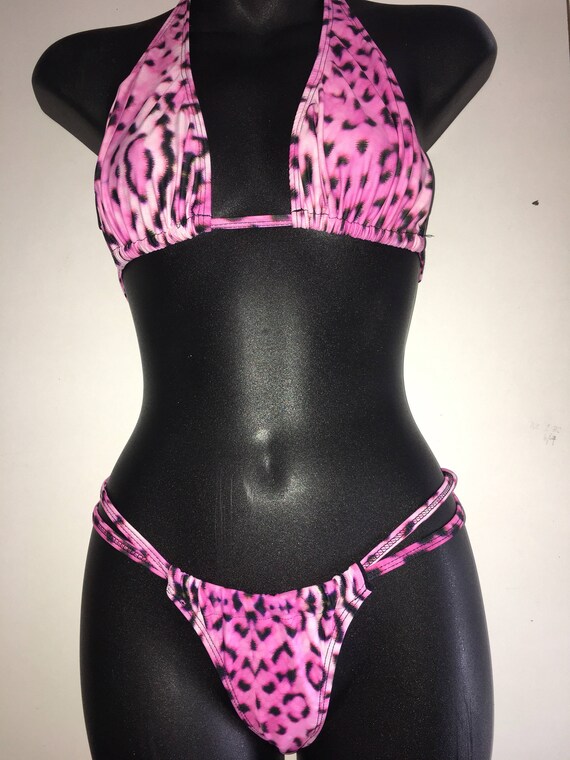 35% OFF*** MissManeater WILD sliding long halter top + thin bind strap sliding boutique bikini pant *** BRAZILIAN cut!