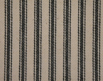 Vintage Inspired Ticking Fabric | Striped Fabric | DARK Green Ticking | Hunter Green Cotton Ticking Stripe Fabric | Cotton Twill Ticking