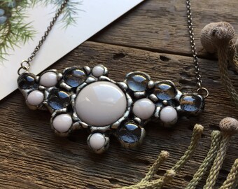 Soldered necklace. Glass necklace.