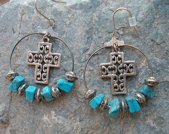 Turquoise Cross Cowgirl Earrings