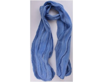 Merino / Silk Cobweb Felted Scarf - Water
