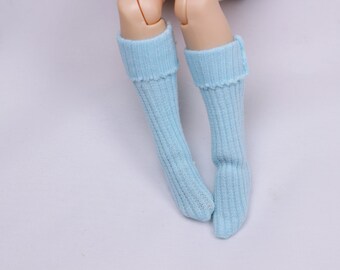A022 Blue Handmade Colorful Doll Socks For Blythe Barbie Azone PP FR 1/6 Doll Clothes