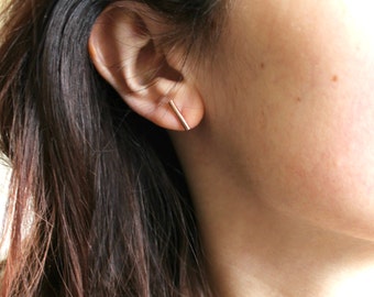 Rose gold bar studs - gold bar studs - gold bar earrings - simple studs - geometric studs - line earrings - bar earrings - gold studs