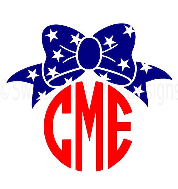 Download Monogram bow with stars fourth of July Memorial day SVG