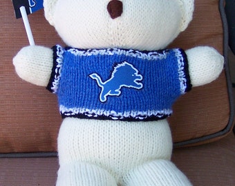 Bear, Detroit Lions, Baby Boy Bear, Baby Shower Gift, Christmas Gift, Birthday Gift, Keepsake Bear, Souvenir Bear, Father's Day