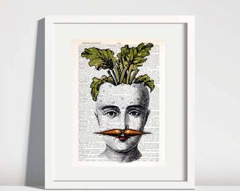 Vegetable Art Prints,dictionary art print,carrot art,kitchen wall art,quirky art,humorous gift for vegan,vegetarian gift,food print no 183