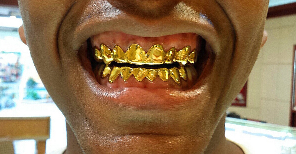 18K Solid Yellow Gold Custom Fit REAL Gold Grill Grillz Gold Teeth 18K Solid Yellow Gold Custom Fit REAL Gold Grill Grillz Gold Teeth