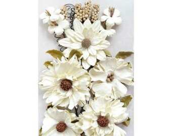 49 & Market Botanical Blends Buttermilk - 49 And Market Buttermilk Flowers - Buttermilk Scrapbook Flowers - Botanical Embellishment - 1-059