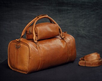 Leather Travel Bag 22" / Leather Duffle Bag / Leather Sports Bag / Gym Bag / Cabin Travel Bag / Weekender Bag / Overnight Bag