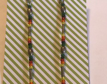 Sterling Silver Elongated Seed Bead Rainbow Post Stud Earrings