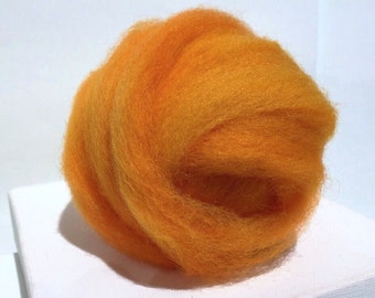Yellow Orange wool roving, Needle Felting, Spinning wool, hand dyed wool, orange, citrus, tangerine, variegated yellow orange roving