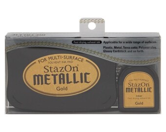 StazOn metallic Gold ink for rubber stamps --9352