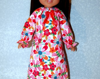 Nightgown for 14" Wellie Wishers or Melissa & Doug Doll Clothes red-orange-blue tkct1091 READY TO SHIP