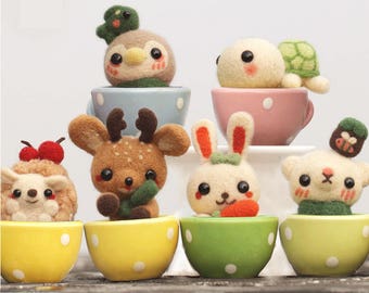 Needle felting kit - teacup bundle
