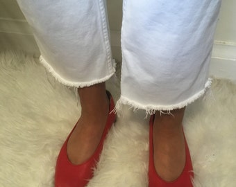 Vintage Roots Red Leather Ballet Flats