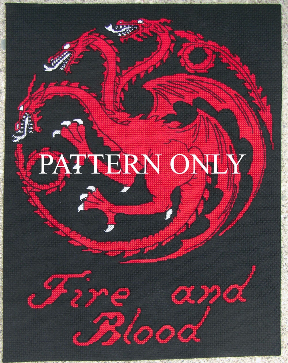 Targaryen Sigil and Words Game of Thrones Cross Stitch