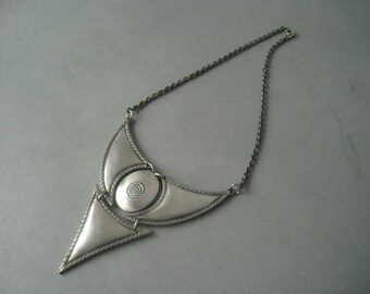 Norwegian statement oversized modernist pewter necklace by Tinn-Per.