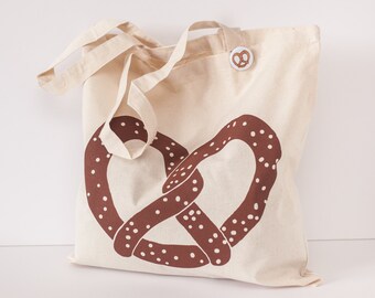 pretzel tote bag, Philadelphia tote, Philly soft pretzel tote
