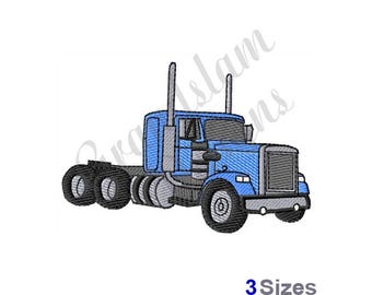 Semi Truck Outline Machine Embroidery Design