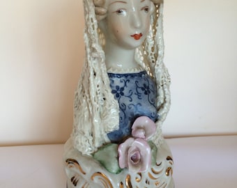 Stunning Cordey Cybis Lace Figurine Porcelain Lady Bust Dresden Lace # 5026 40 Handmade Painted signed and numbered Cordey Cybis 1940s