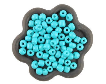 20grs (56 c) 4mm blue green seed beads
