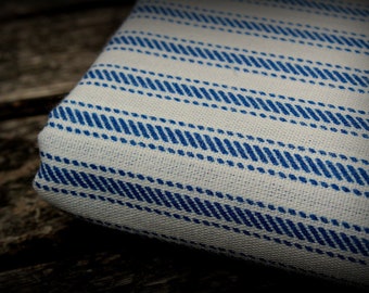 Blue Stripe Fabric, Blue and White Tick, Mock Ticking, 19 in x 62 in, Striped Fabric, Light Weight, Cotton Ticking, Ticking, Cotton Fabric