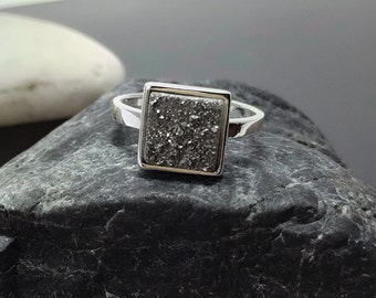 Druzy Silver Ring,Druzy Ring,Drusy Ring,Druzy Quartz,Agate Ring,Stone ring,Gemstone ring,Sparkle ring,Stacking,drusy,Druzy,Silver ring,Gift