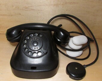 Retro Rotary Black Phone, Vintage Phone, Old Bakelite Rotary Telephone, Dial Phone, Collectable phone
