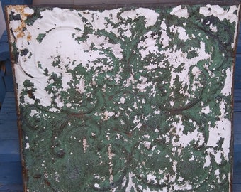 Large, Rustic, Antique Ceiling Tin 2' x 2' Architectural Salvage