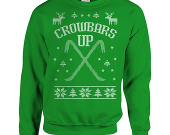 Home Alone Ugly Christmas Sweater Crowbars Up Wet Bandits Funny Movie Gift Mens Ladies Marv Harry Green Cross Stitch Unisex