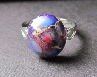 sea sediment jasper ring - expandable ring - statement ring - purple sea sediment ring - stone ring - made to order -