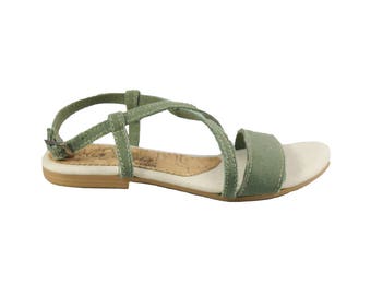 Women's Vegan Sandal - Ginevra Green - Bella Storia Vegan Shoes