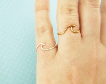 Wave Ring, Surf Ring, Beach Ring, Sterling or 14K Gold Filled, Beach Wave, Beach Jewelry, Surf Jewelry, Simple Silver Ring, Beach Wedding