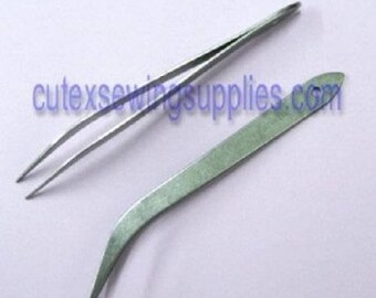 Stainless Steel 5" Bent Tweezers - Set of 2
