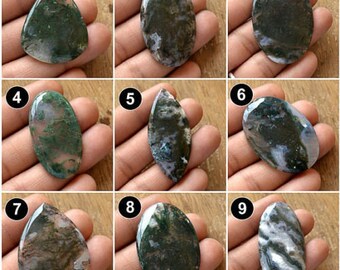 Natural Green Moss Agate Cabochons Gemstone Dark Green Agate Gemstone Quartz With Inclusions Jewelry Making Handmade Gemstone#DH184